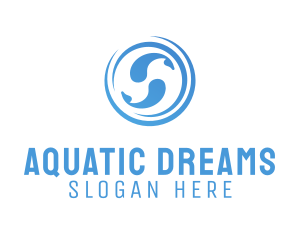 Pisces - Blue Aqua Fishes logo design