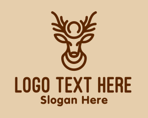 Deer Head - Brown Minimalist Deer logo design