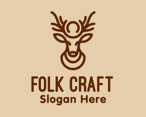 Folk - Brown Minimalist Deer logo design