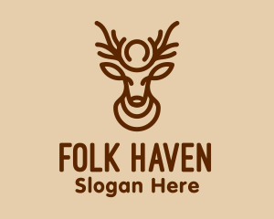 Folk - Brown Minimalist Deer logo design