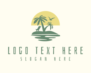 Sunset - Palm Tree Beach Resort logo design
