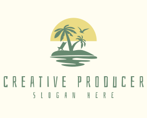 Exotic - Palm Tree Beach Resort logo design