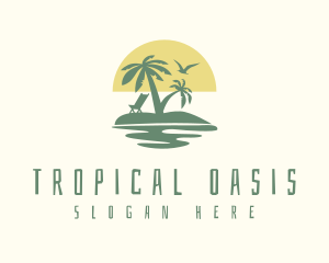 Exotic - Palm Tree Beach Resort logo design