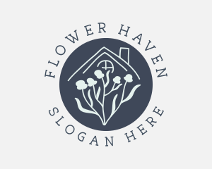 Flower House Roof  logo design