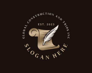 Quill Pen Paper Scroll Logo