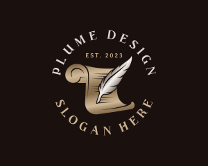 Plume - Quill Pen Paper Scroll logo design