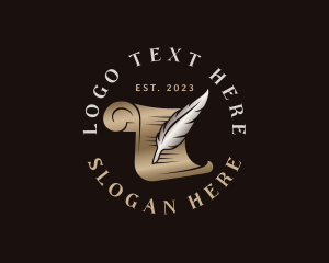 Quill Pen Paper Scroll Logo