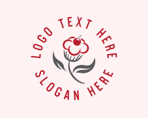 Sweet - Red Cupcake Flower logo design