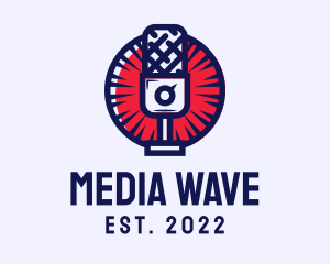 Broadcasting - Microphone Comic Podcast logo design