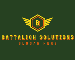 Hexagon Military Stencil logo design