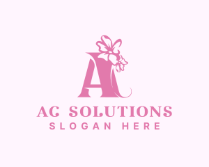 Organic Flower Boutique Letter A logo design