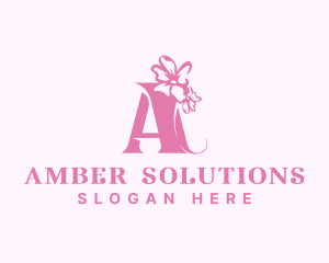 Organic Flower Boutique Letter A logo design