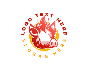 Barbecue - Flaming Pig BBQ Grill logo design