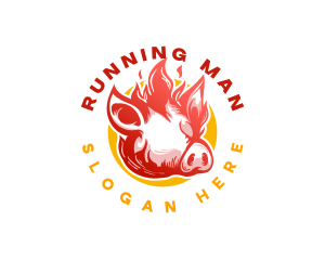 Flaming Pig BBQ Grill Logo