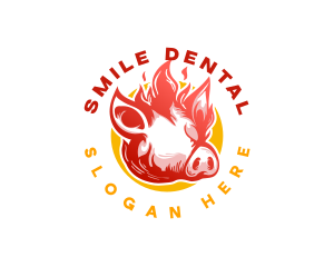 Flaming Pig BBQ Grill Logo