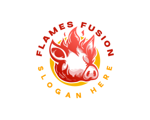 Flaming Pig BBQ Grill logo design