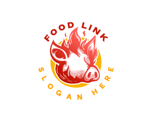 Flaming Pig BBQ Grill logo design