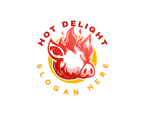 Flaming Pig BBQ Grill logo design