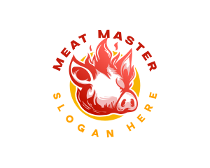 Flaming Pig BBQ Grill logo design