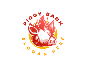 Flaming Pig BBQ Grill logo design