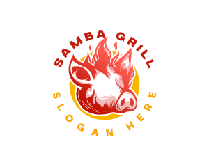 Flaming Pig BBQ Grill logo design