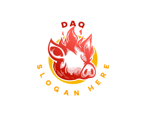 Grill - Flaming Pig BBQ Grill logo design