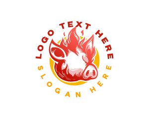 Pig - Flaming Pig BBQ Grill logo design