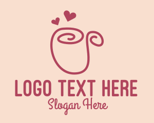 Coffee Date - Pink Hearts Mug logo design