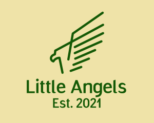 Aviation - Green Swooping Eagle logo design