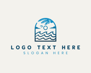 Tide - Beach Wave Palm Tree logo design