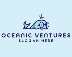 Smart Whale Animal logo design