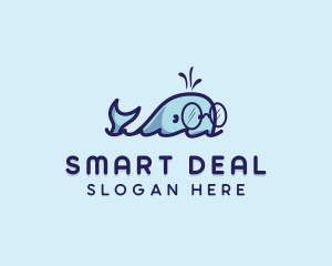 Smart Whale Animal logo design