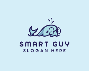 Smart Whale Animal logo design