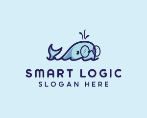 Smart Whale Animal logo design