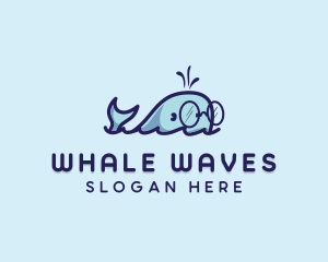 Smart Whale Animal logo design