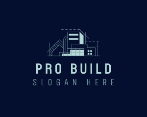 Building Architect Blueprint logo design