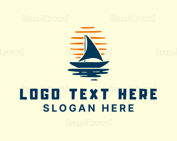 Sunset Boat Ocean Logo