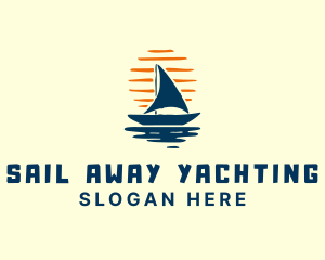 Sunset Boat Ocean logo design