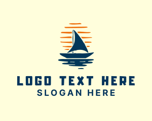 Sunset Boat Ocean Logo