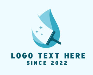 Blue - Water Droplet Cleaning Wiper logo design