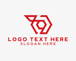 Hexagon - Red Geometric Software logo design
