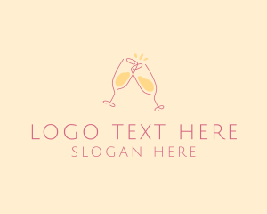 Wine - Champagne Glass Toast logo design