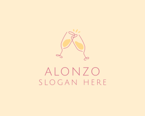 Champagne Glass Toast logo design