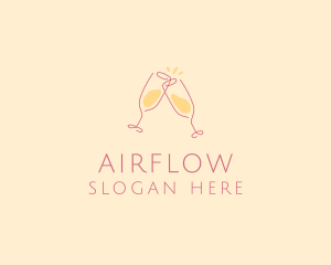 Champagne Glass Toast logo design