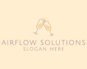 Champagne Glass Toast logo design