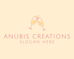 Champagne Glass Toast logo design