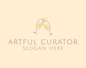 Champagne Glass Toast logo design