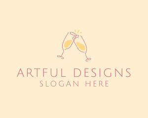 Champagne Glass Toast logo design