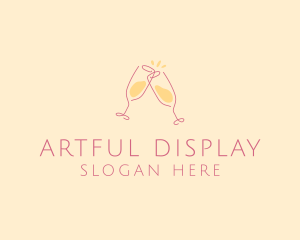 Champagne Glass Toast logo design