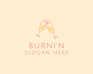 Champagne Glass Toast logo design